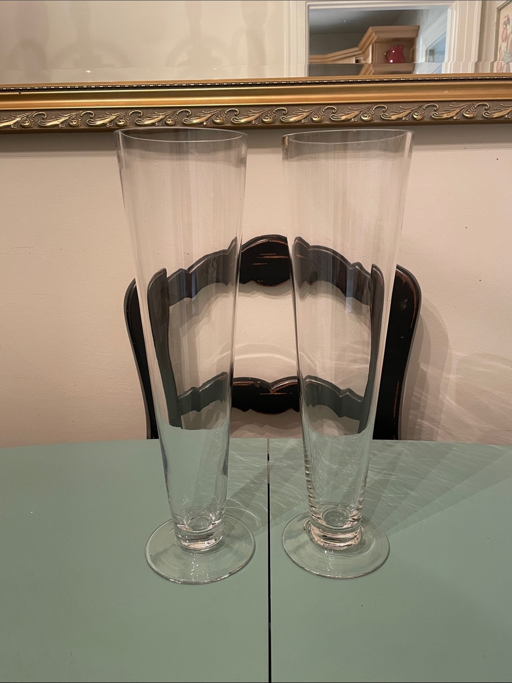 Clear Glass Pilsner vases - Set of 2